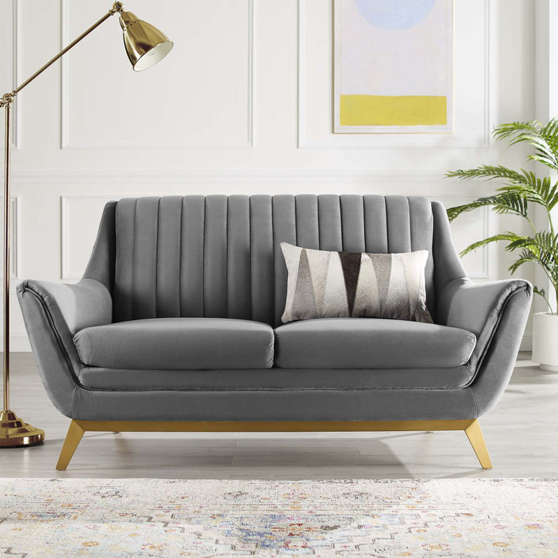 Causeuse Winsome, Velours gris