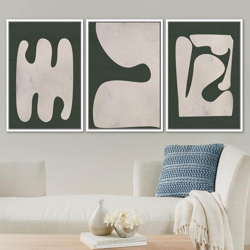 Modern Geometric Abstract Framed Canvas Art Set, 16" x 24"
