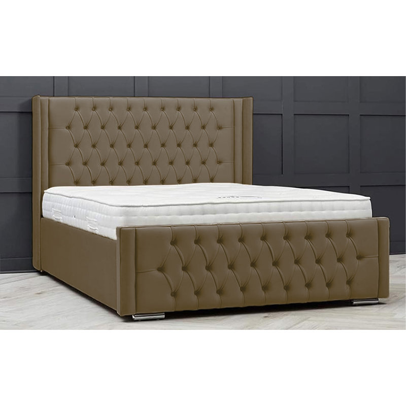 Lucio Velvet Upholstered Bed Frame - Curved Headboard, Sprung Slatted Base, Mink, Super King (6')