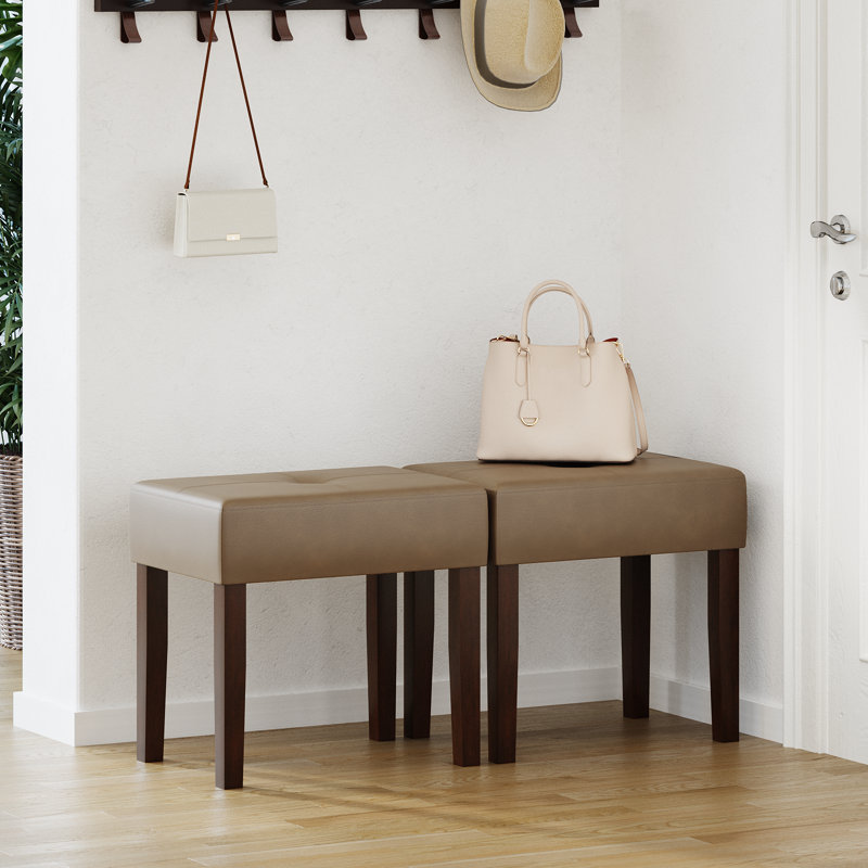 Tabouret de repose-pieds rectangulaire en cuir Nakendra, Gingembre, H 18,8 po x l 19,84 po x P 13,94 po