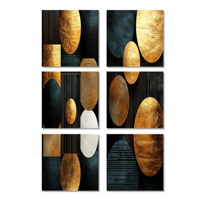 Ensemble de 6 pièces géométriques à motif géométrique - formes murales abstraites