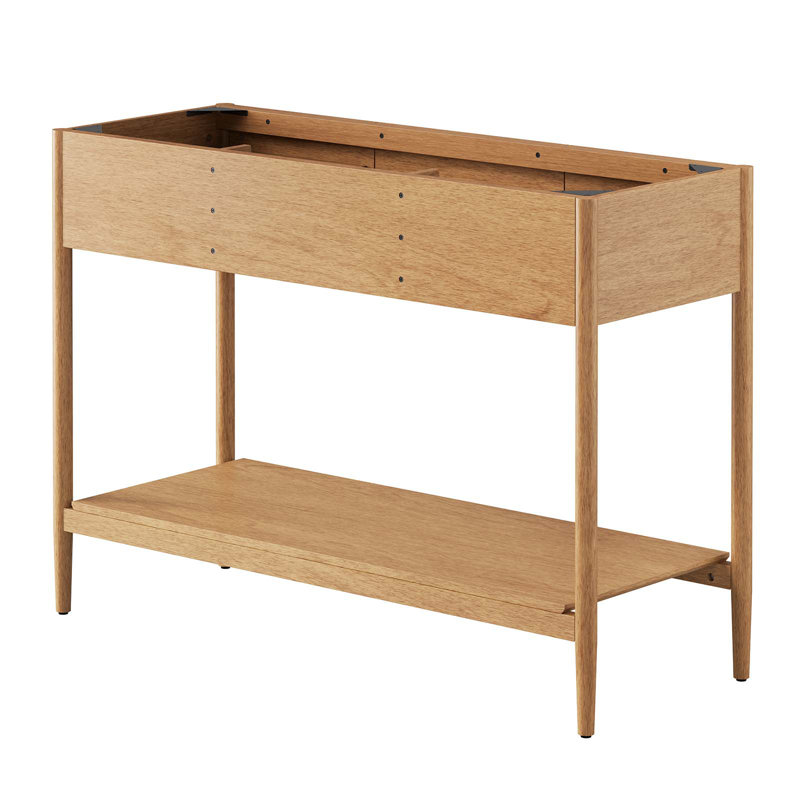 Natural Wood Mid-Century Single Bathroom Vanity Cabinet