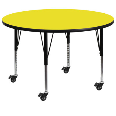 Goddard Mobile Round Laminate Activity Table with Height Adjustable Short Legs