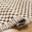 Brown Modern Shaggy Rug, Bordered Chequered Easy to Clean Rug For Living Room, Dining Room, Bedroom-72030272