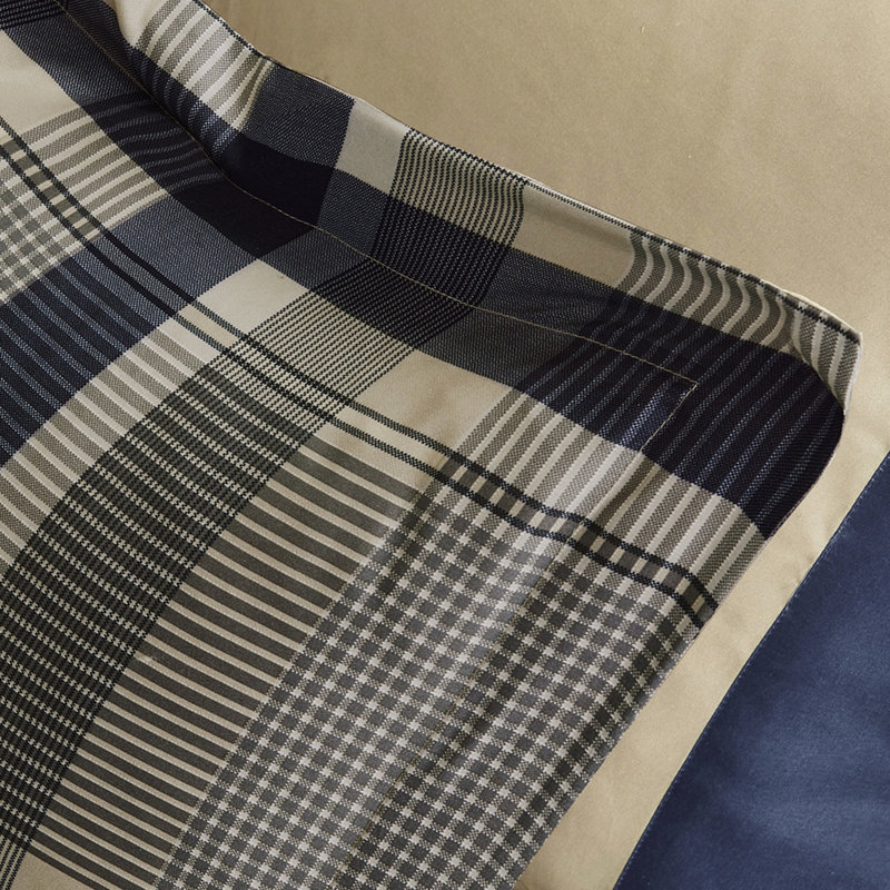 Édredon à motif écossais bleu marine avec draps, drap pleine grandeur en tissu doux et lisse, décoratif