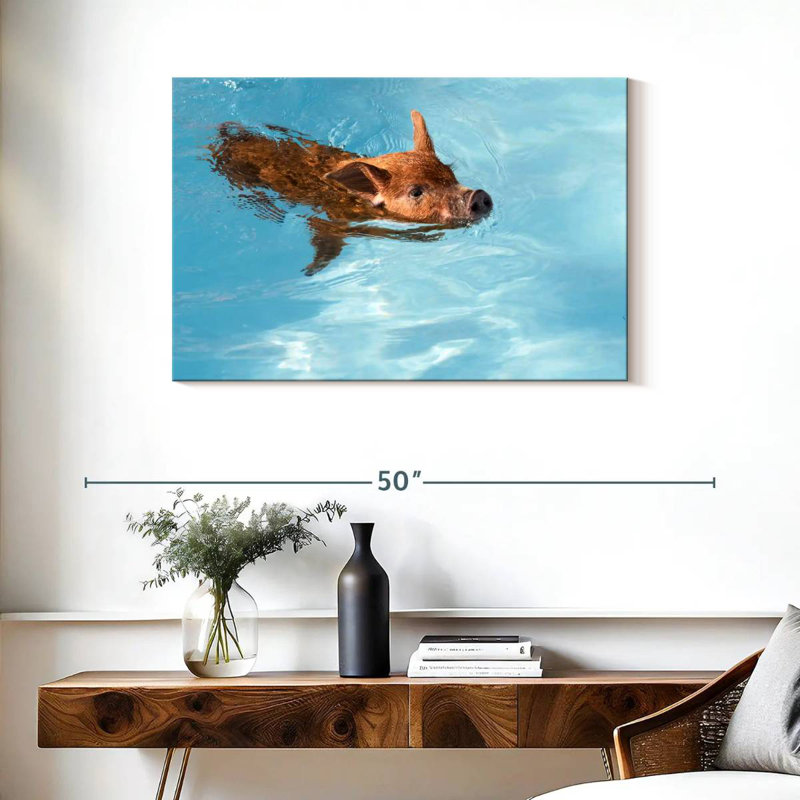 Brampt Swimming Red Piglet, 24" H x 36" W