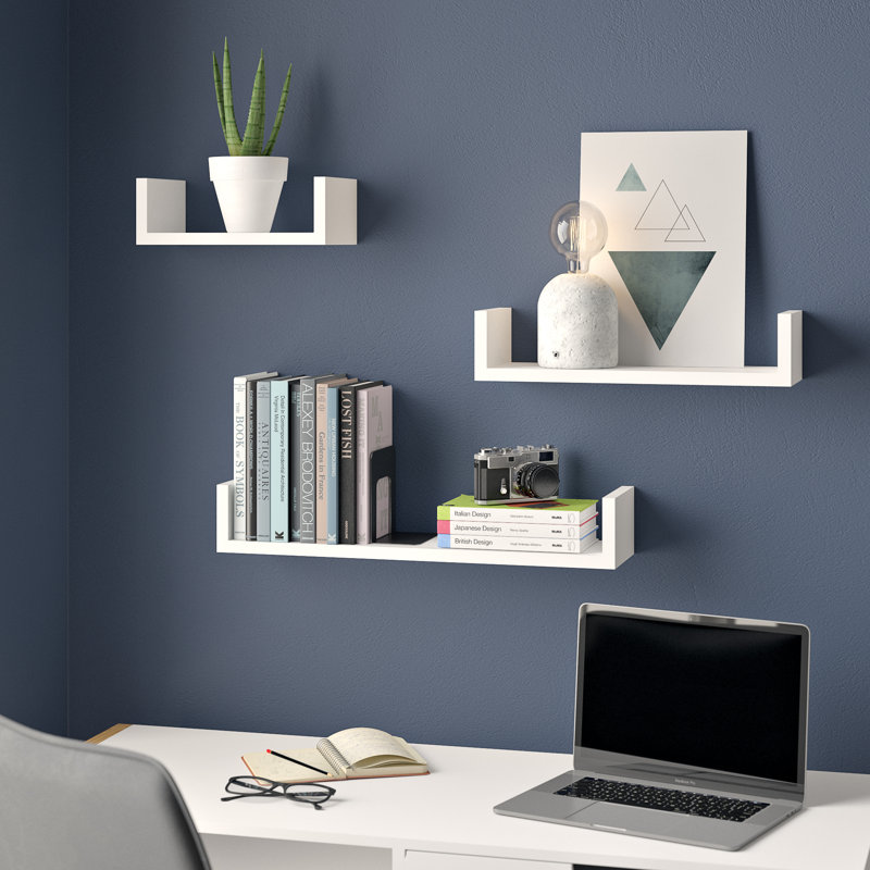 Lamberti 3 Piece Solid Wood Floating Shelf, White, 10cm H x 60cm W x 15cm D