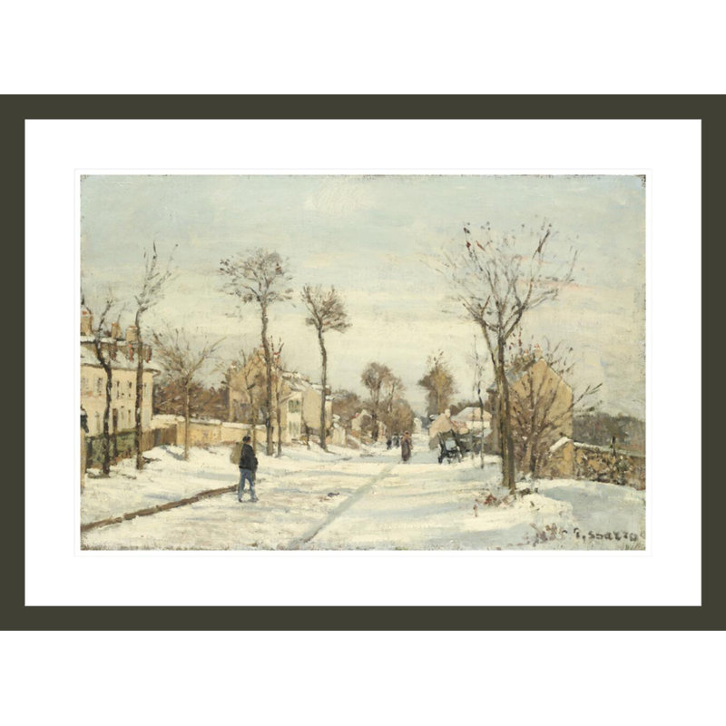 «Snowy Road Louveciennes» par Camille Pissarro, impression giclée sur cadre, H 21,77 po x l 29,5 po