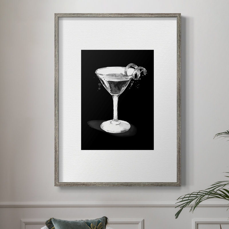 Habillé de martini noir, reproduction encadrée - bois massif, H 21 po x l 17 po