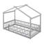 Structure de lit simple avec clôture et toit - Lit en bois gris pour enfants, maisonnette pour garçons et filles-1386252884-1386252891