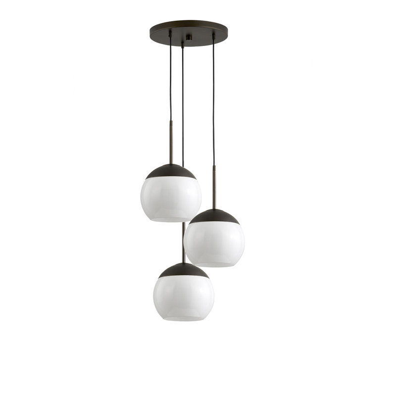 Luminaire suspendu en verre Shynar Globe, Bronze foncé, Blanc