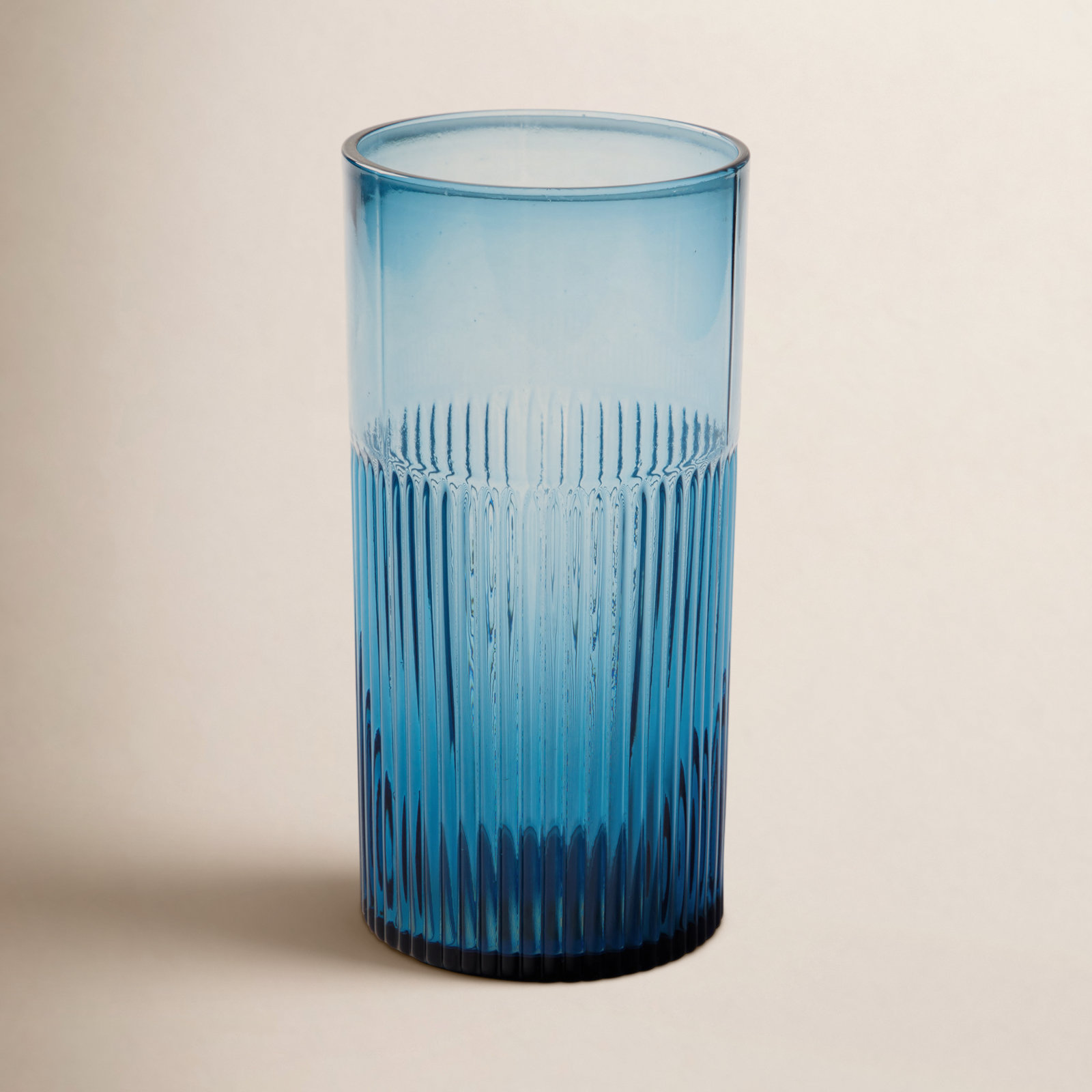 Lyon Sky Ribbed Drinking Glass, Lapis Blue