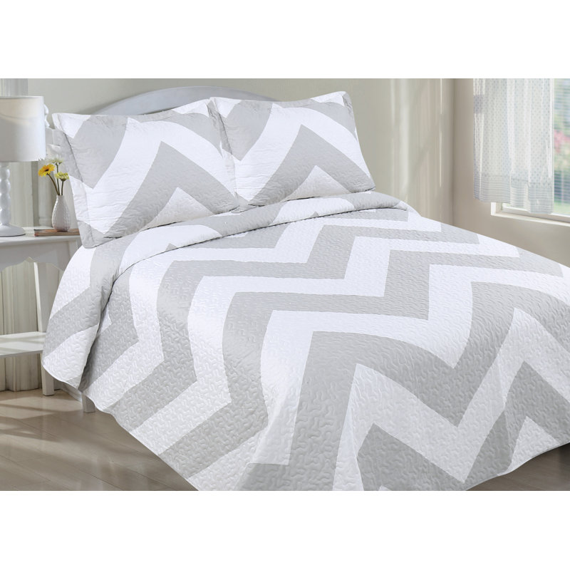 Ensemble de courtepointe, Simple, Gris