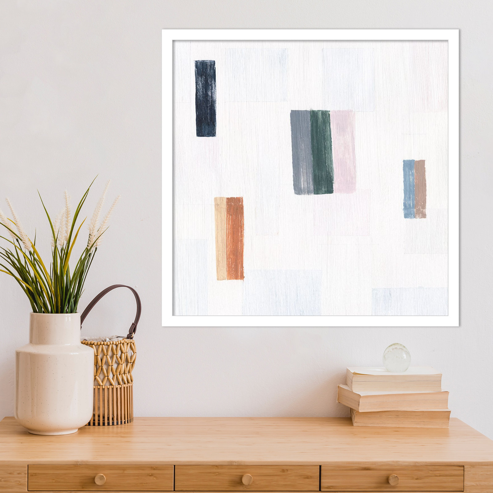 Somatic I by Wood Framed Wall Art Print, White, 21" H x 21" W