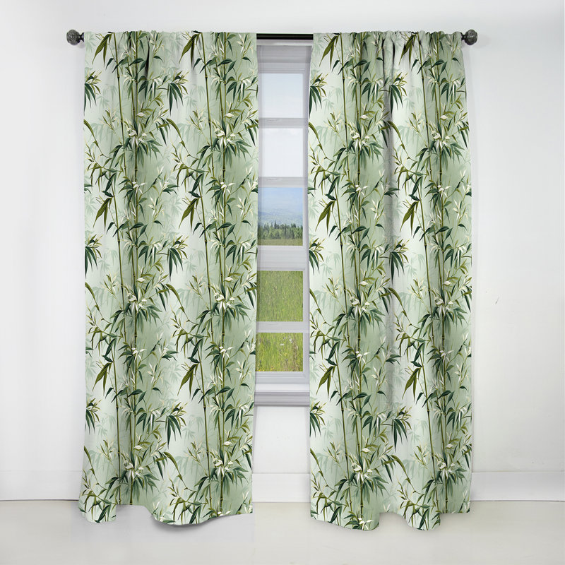 Bambou Zen Tropical Motif I - Rideau floral - Rideau occultant floral - 1 panneau, L 52 po x L 108 po