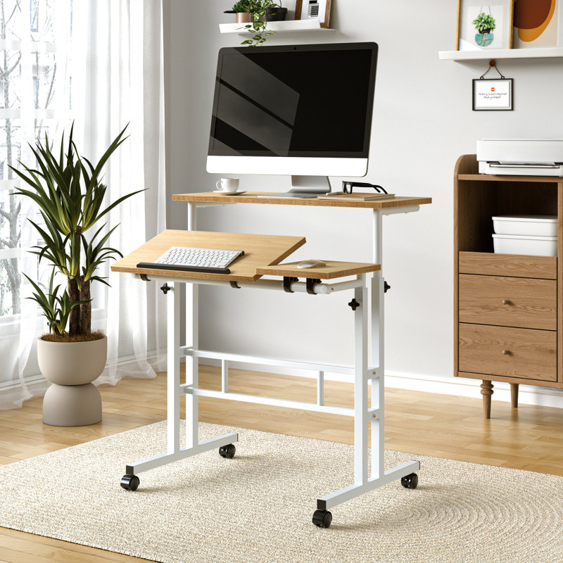 Bureau debout Normia Mobile, Chêne / Blanc