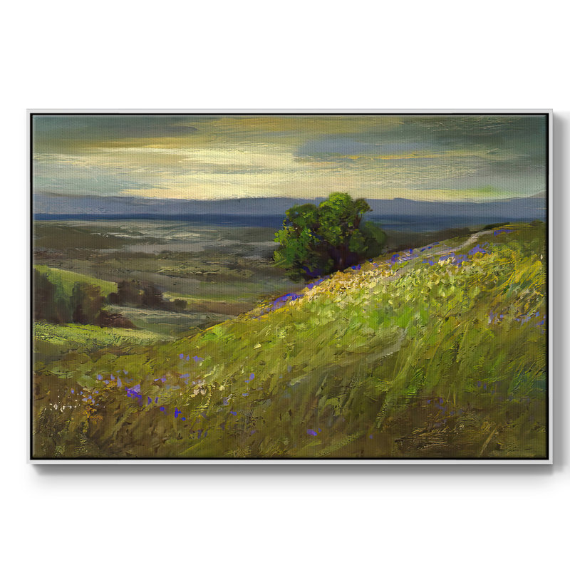 «Path Up Windy Hill», peinture sur toile encadrée, Cadre blanc, H 27 po x l 41 po x P 2 po