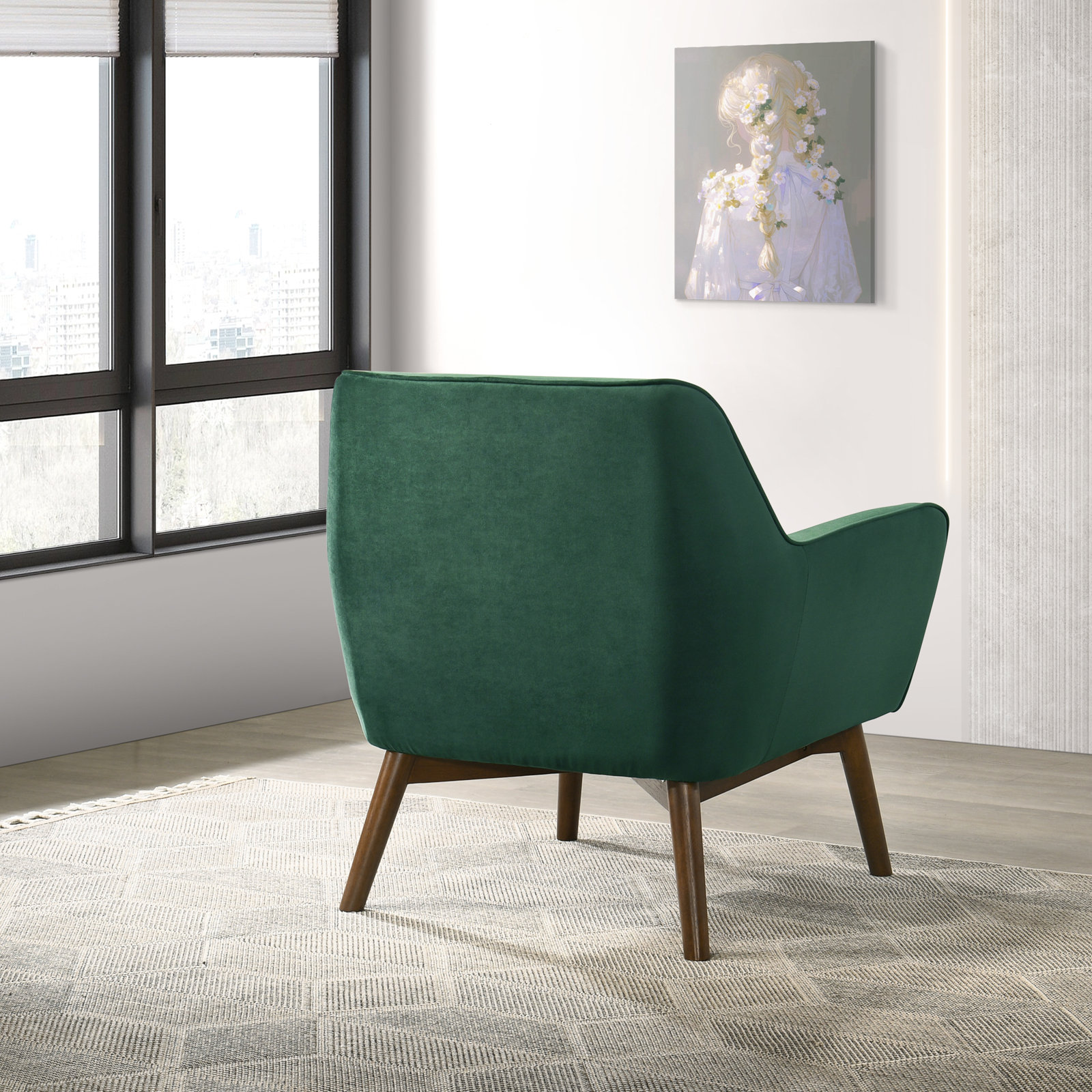 Ahrens Accent Chair, Forrest Green Velvet