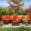 Ensemble de conversation modulaire en osier 6 personnes avec coussins Treyshun-87868583-99277890