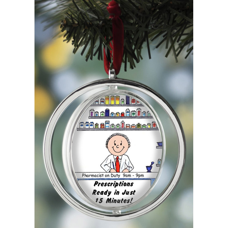 Ornement de Noël personnalisable à deux faces personnalisable Pharmacist, Oui