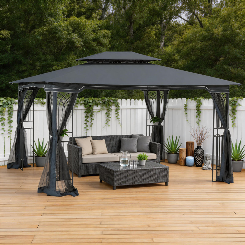 Tente de pavillon 13 x 10 avec abri de jardin et moustiquaire pour patio