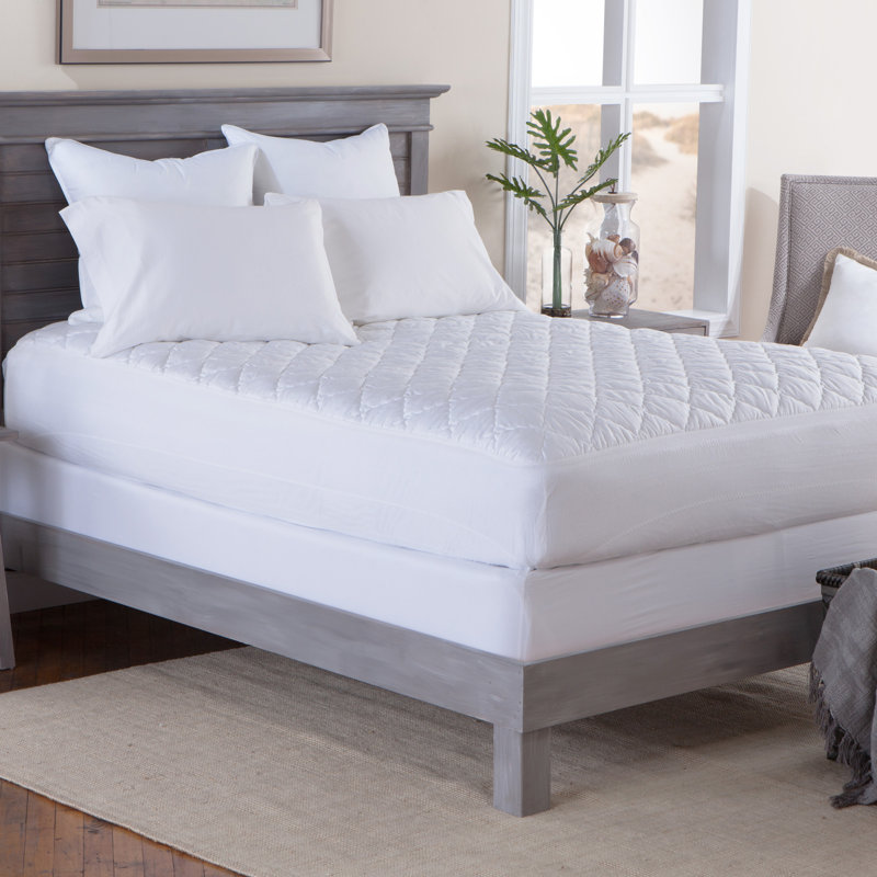 King White Waterproof Polyester Mattress Pad