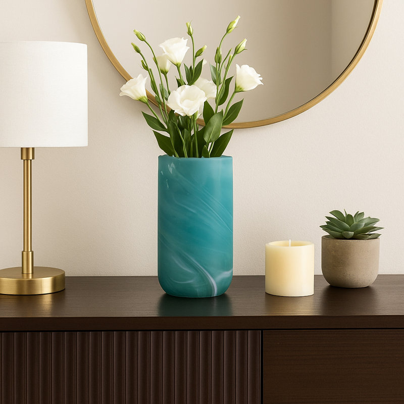 Vase à fleurs moderne en verre avec motif tourbillonnant, H 14,25 po x l 7,5 po x P 7,5 po