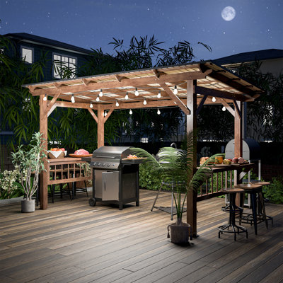 Pavillon de jardin en bois avec pergola Halden