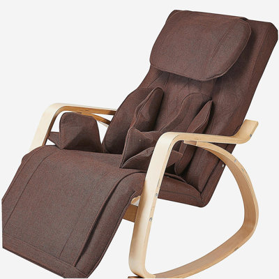 Fonction de massage complet - Pression d'air - Fauteuil à bascule confortable, fauteuil de détente avec coussin en coton brun