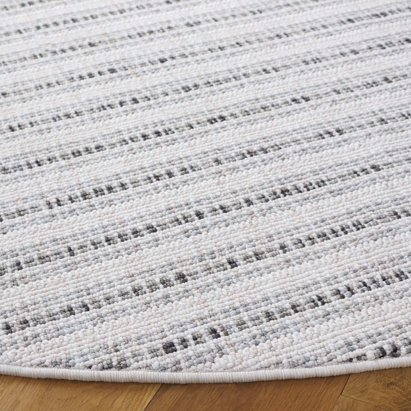 Msr1914 Martha Stewart Serenity Performance Striped Rug, Round 6'7"