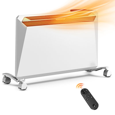 1500 W 16.26 In Electric Ceramic Convection Space Heater In White With Tip-over Protection, Remote Control, Child Lock