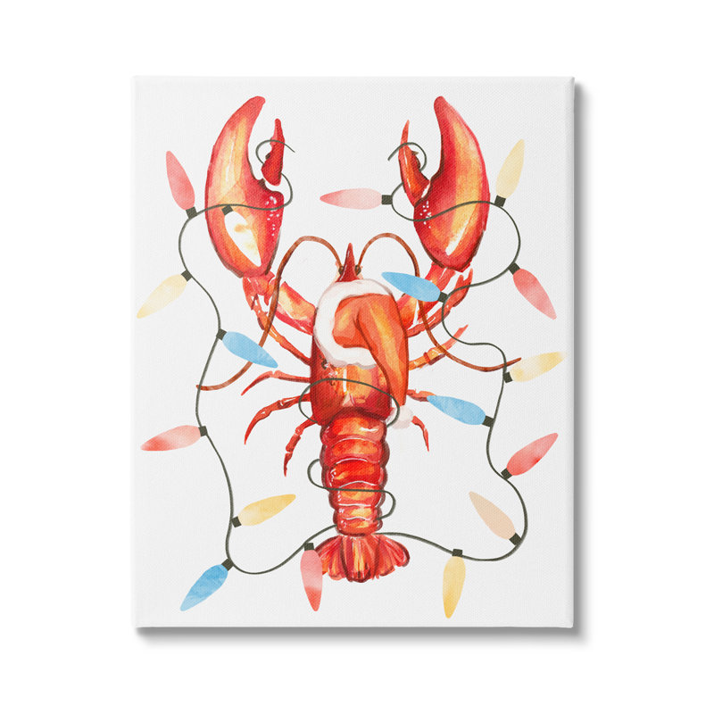 «Nautical Lobster Christmas Lights on Canvas», impression, H 30 po x l 24 po x P 1,5 po