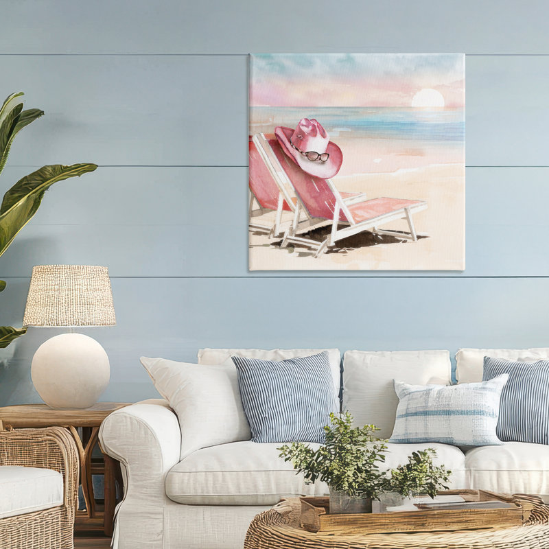 Toile de chaises de plage rose rosé, design par Paul Mathenia, H 36 po x l 36 po