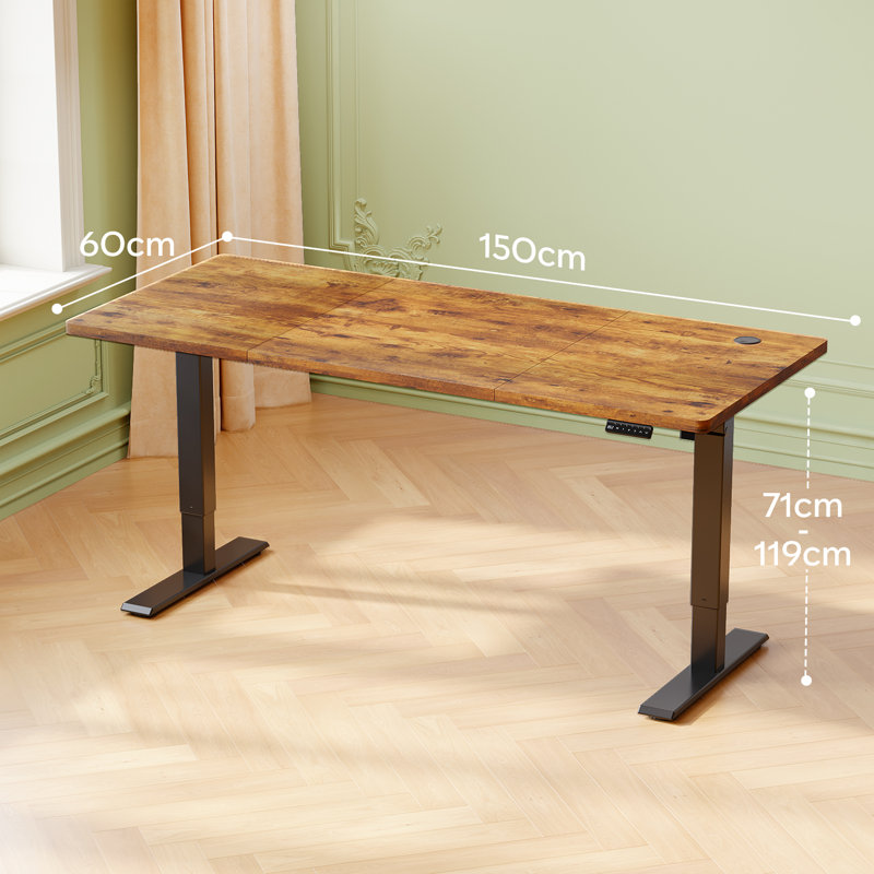 110/130/150 Cm W T-Shaped Standing Desk, Black, 150 cm W x 60 cm D, Brown