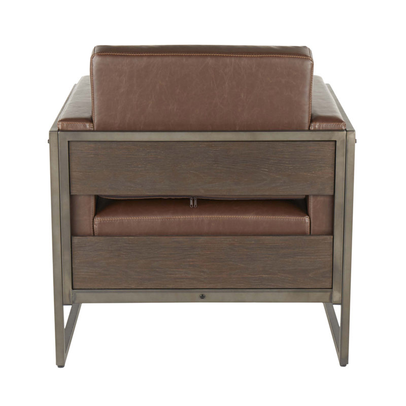 Méridienne Drift Industrial en métal antique avec similicuir brun et bois espresso par Lumisource