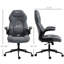 Chaise d'ordinateur gris foncé, fonction inclinable et réglable pour plus de confort à dossier haut en gris, sur mesure