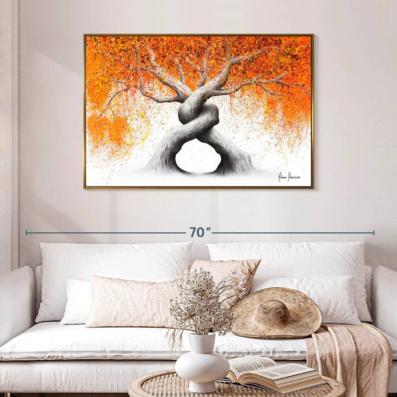 Torsade des arbres d'amour, 46 po x 31 po, Cadre flottant doré