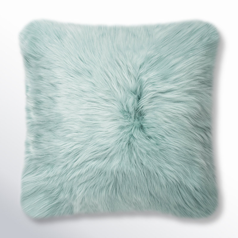 Fieldman Leather Reversible Throw Pillow, 16" x 16", Eggshell Blue