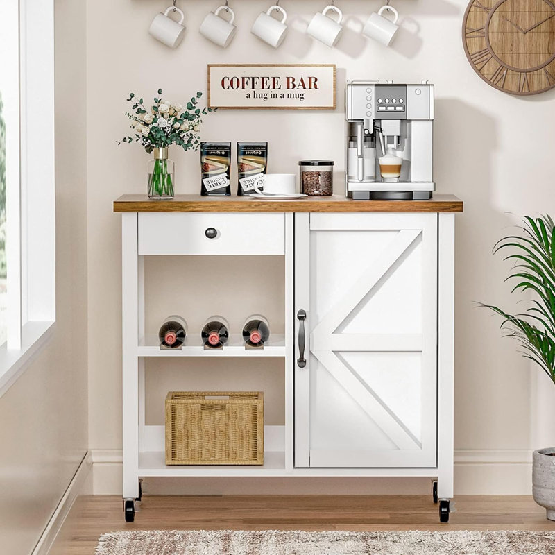 Îlot de cuisine, station de chariot, chariot de cuisine avec tablette réglable et support à vin, chariot de micro-ondes avec rangement, îlot de cuisine roulant avec rangement sur roulettes verrouillables