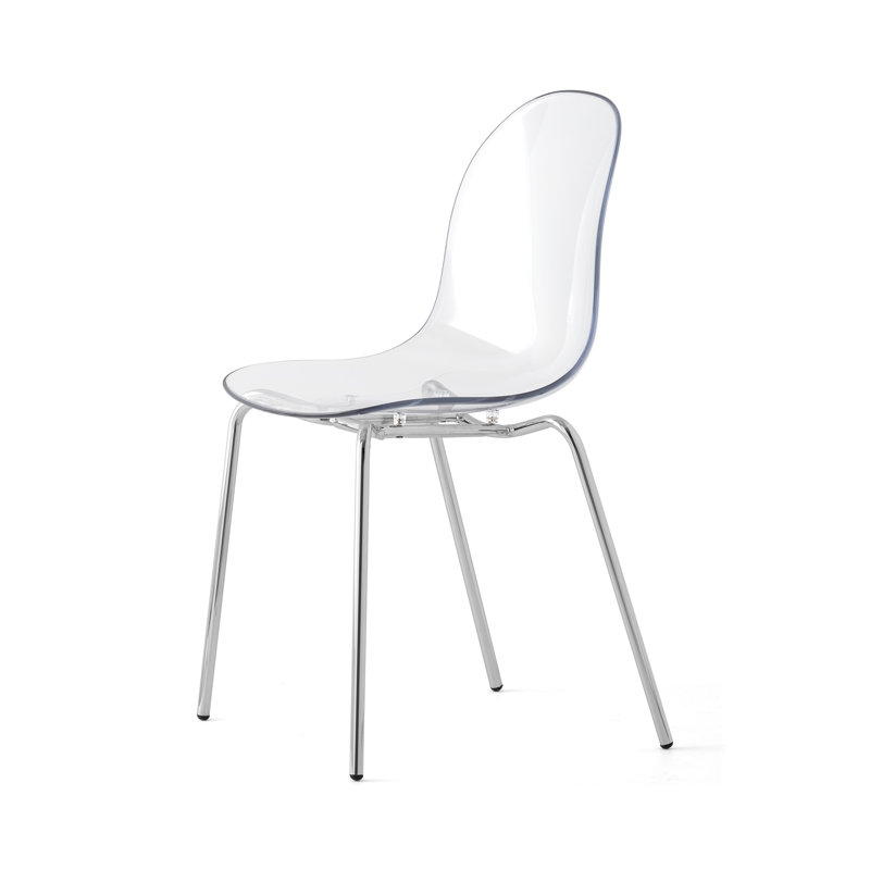 Academy Armless Chair with Metal Frame, Transparent/Chrome