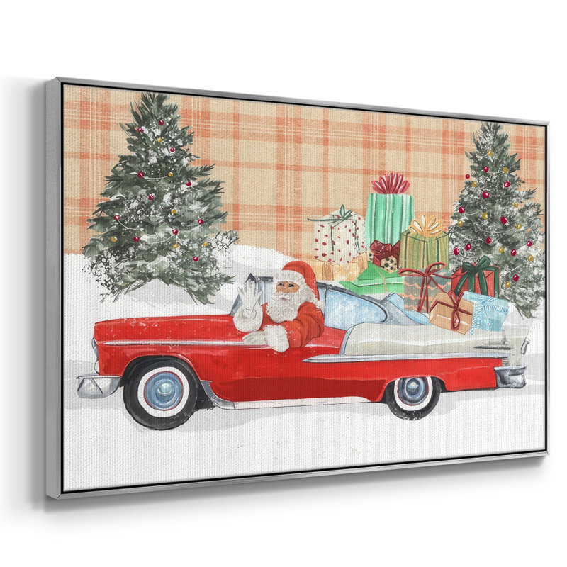 Père Noël sur roues II, H 17 po x l 25 po x P 1,5 po, Argent