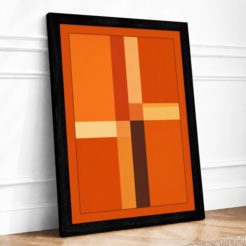 Warm Abstract Grid Geometric - Framed Print, A4 - 29.7 x 21.0 cm, Black