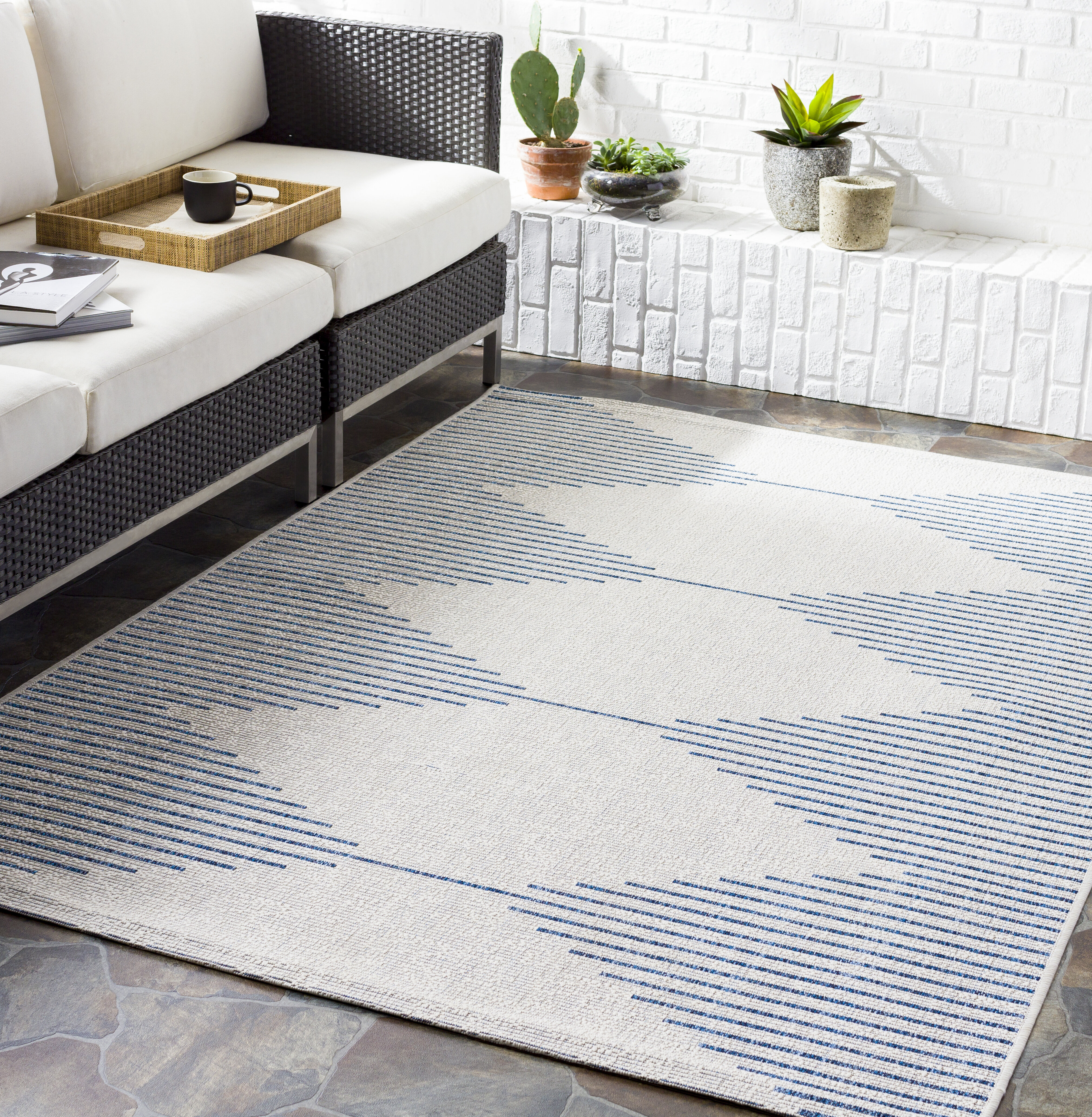 Kendall Geometric Indoor / Outdoor Tan Area Rug Mistana Rug Size: Rectangle 4' x 6