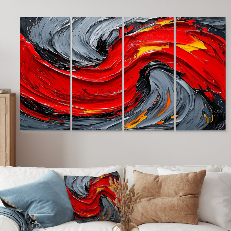 Cordelie - abstraite, décoration murale - art mural moderne, H 32 po x l 64 po, 4