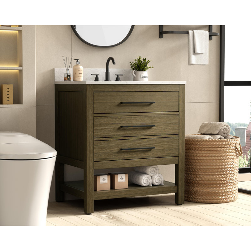 Meuble-lavabo simple 30 po_Moderne_VF60530-BS, Brun châtaigne