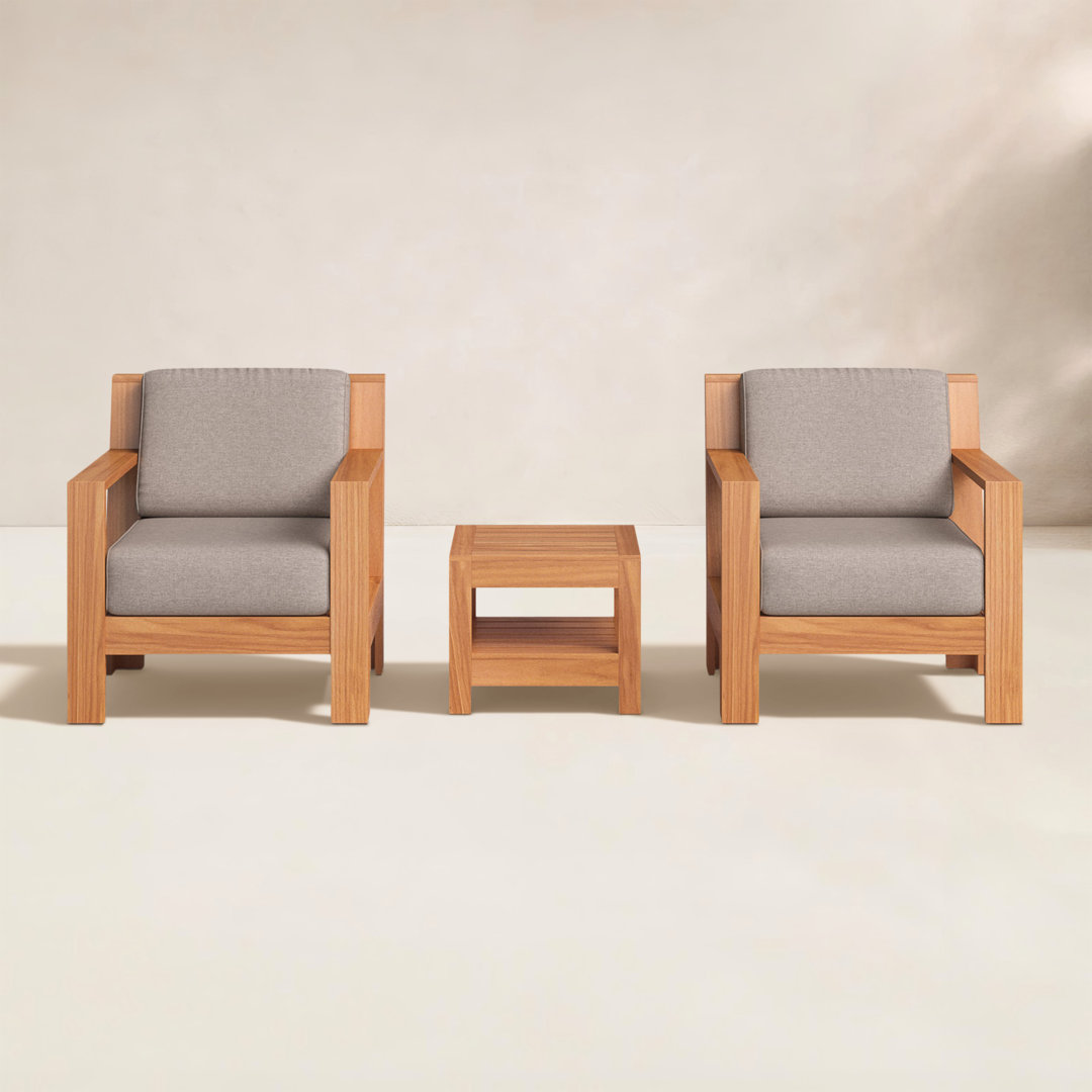 Bogota Teak 2 - Person Patio Conversation Sets with Sunbrella® Cushions Birch Lane™ Cushion 