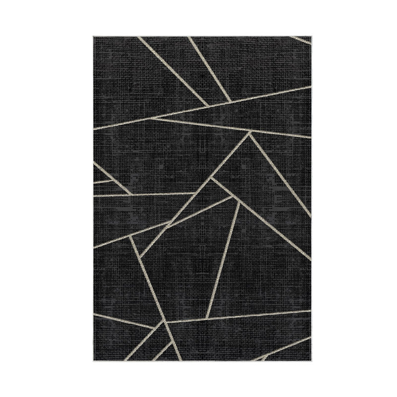 Tapis gris en polyester Keyundra, Rectangle 2 pi 7 po x 4 pi 11 po