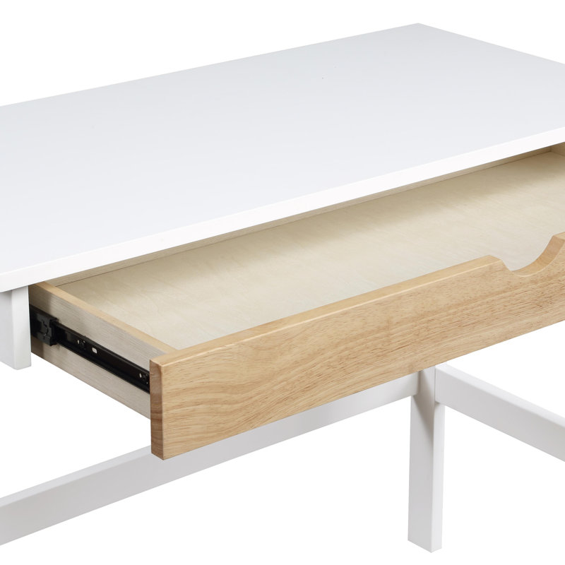Bureau d'ordinateur rectangulaire en bois massif avec grands tiroirs de rangement Hilton