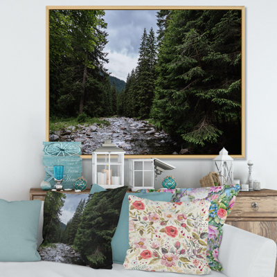 " Mountain Landscape With River And Forest Trees " Painting Print