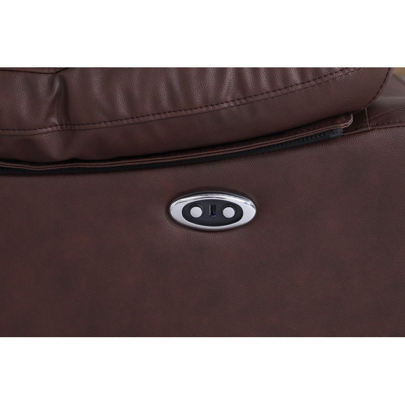 Avrielle Faux Leather Power Recliner, Brown Faux Leather